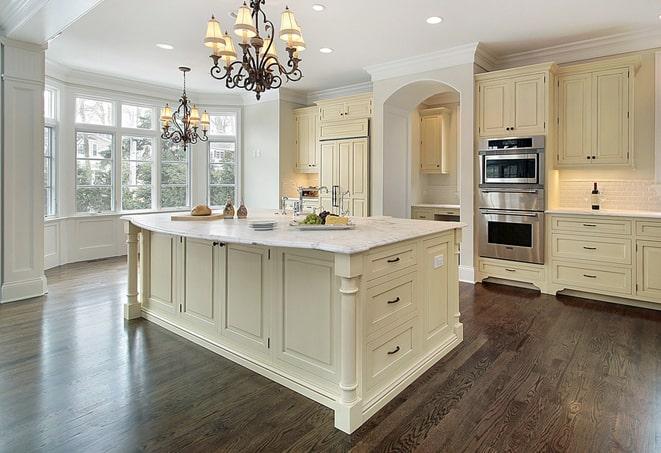 close-up of textured laminate floors in a kitchen in Narberth PA